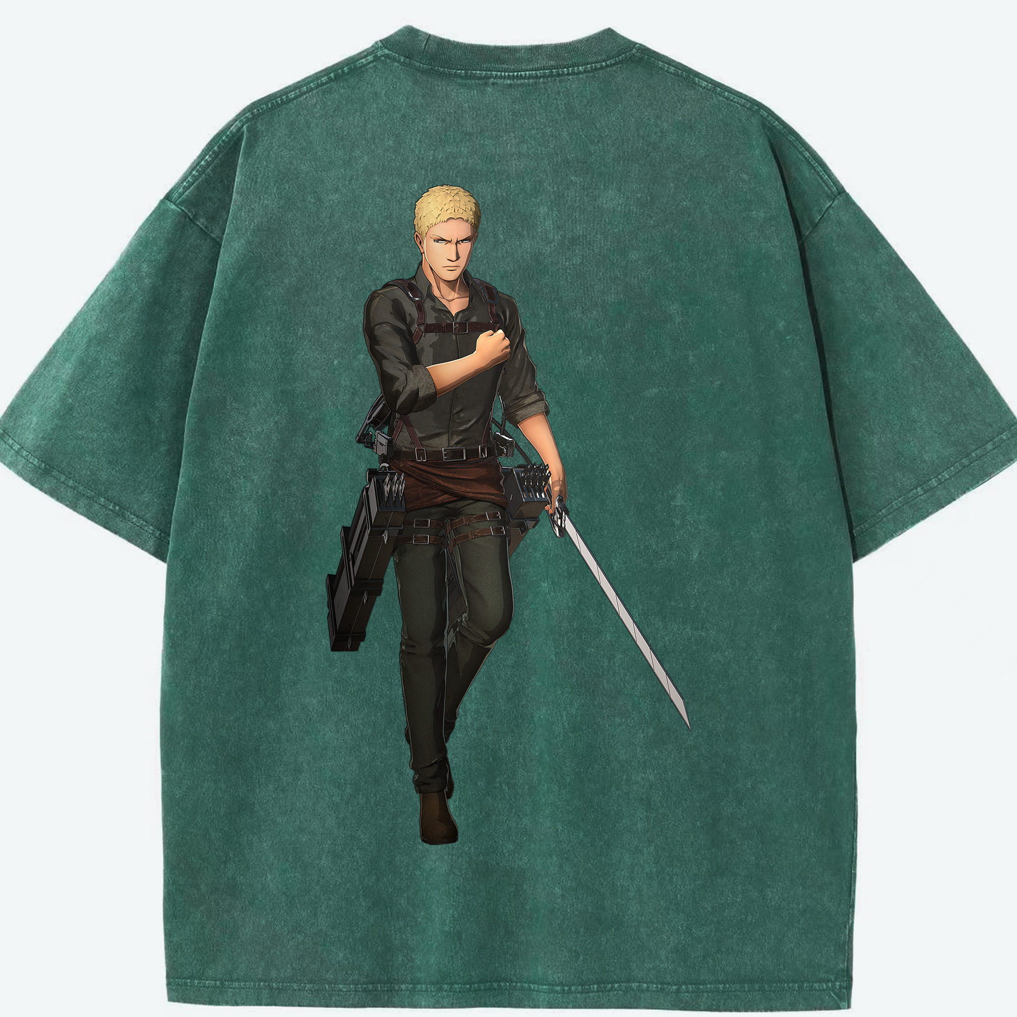 （画像用） 進撃の巨人 ライナー・ブラウン Attack on Titan Reiner Braun 綿100% ヴィンテージ風 半袖Tシャツ（背面プリント）